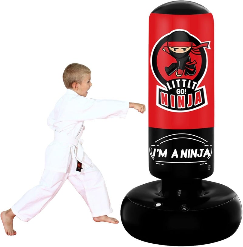 VCOLAN Kids Punching Bag, 67" Stable Inflatable Boxing Bag for Age 5-12, Ninja Karate Taekwondo Training Toy, Christmas Birthday Gift - Image 1